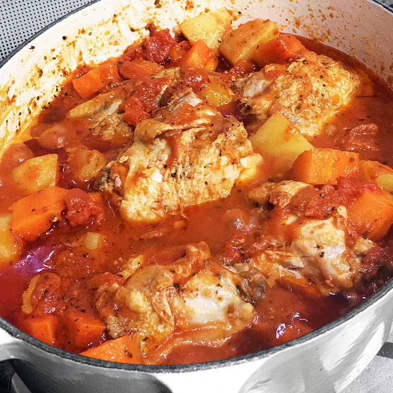 Tip: Don’t overcook the chicken and veggies. You want the meat juicy and the vegetables aldente. If you want to thicken the sauce even more, set the chicken and veggies aside and simmer the sauce for a few more minutes.